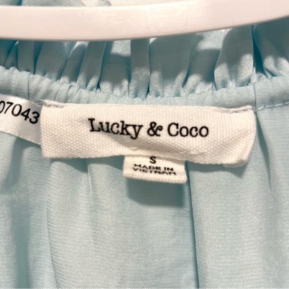 Lucky & Coco Blue Ruffle Neck Blouse (size S) - Picture 4 of 4